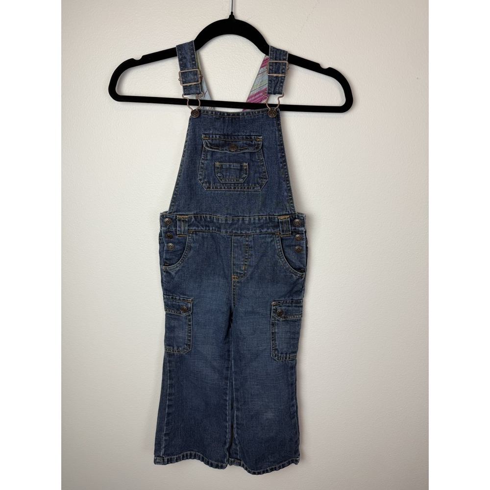 Vintage 2005 Old Navy Little Girl Size 4 Flare Denim Overalls cargo